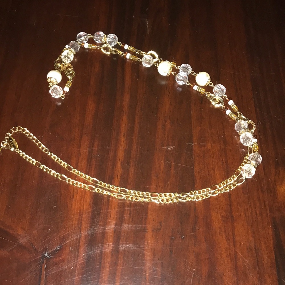 Long gold necklace